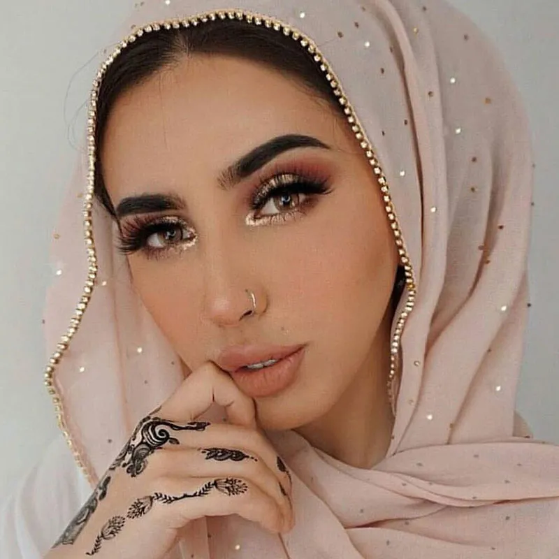 Women's Rhinestone Hijab Scarves 70*180cm Polyester
