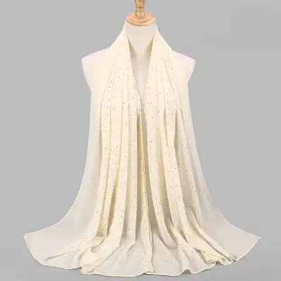 Women's Rhinestone Hijab Scarves 70*180cm Polyester
