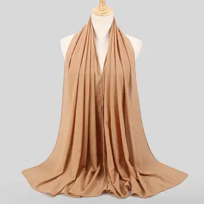 Women's Rhinestone Hijab Scarves 70*180cm Polyester