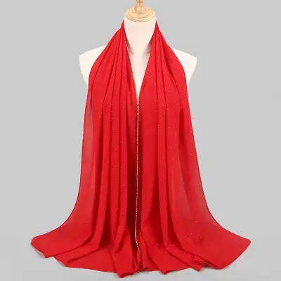Women's Rhinestone Hijab Scarves 70*180cm Polyester