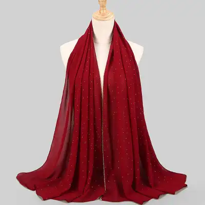 Women's Rhinestone Hijab Scarves 70*180cm Polyester