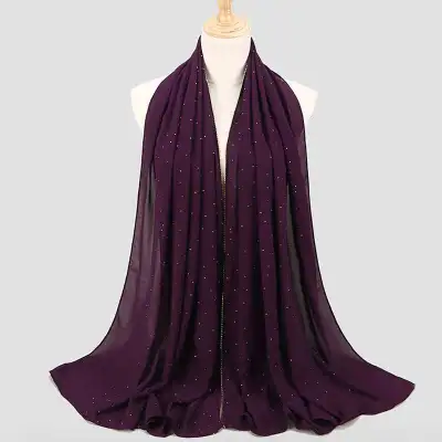 Women's Rhinestone Hijab Scarves 70*180cm Polyester