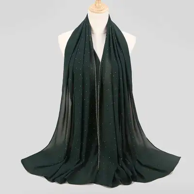 Women's Rhinestone Hijab Scarves 70*180cm Polyester