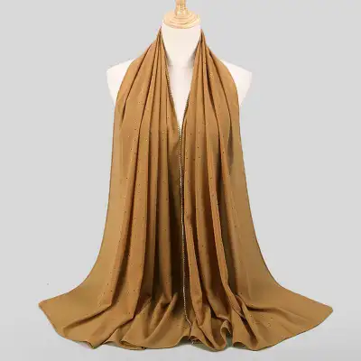 Women's Rhinestone Hijab Scarves 70*180cm Polyester