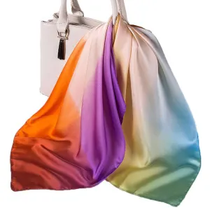 70*70cm Women Silk Fashion Gradient Color Square Scarf