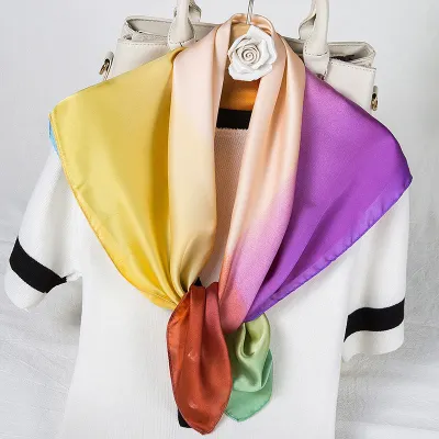 70*70cm Women Silk Fashion Gradient Color Square Scarf