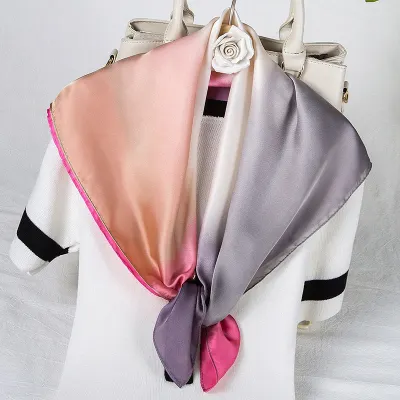 70*70cm Women Silk Fashion Gradient Color Square Scarf