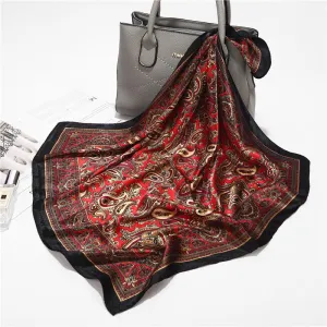 Women Bohemian Style Small Square Satin Scarf