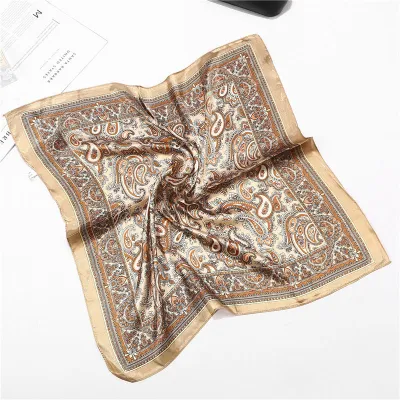 Women Bohemian Style Small Square Satin Scarf