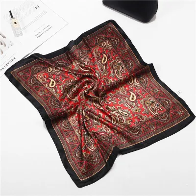 Women Bohemian Style Small Square Satin Scarf