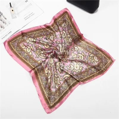Women Bohemian Style Small Square Satin Scarf