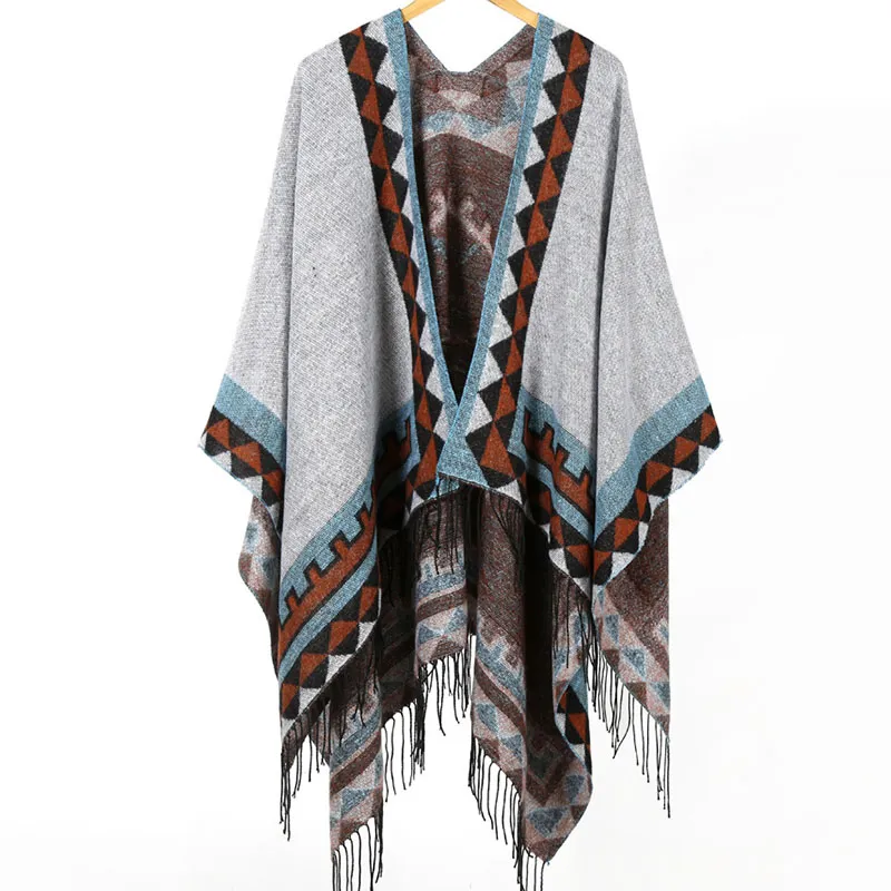 Women's Geometry Print Tassel Long Shawl Scarf