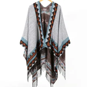 Women's Geometry Print Tassel Long Shawl Scarf