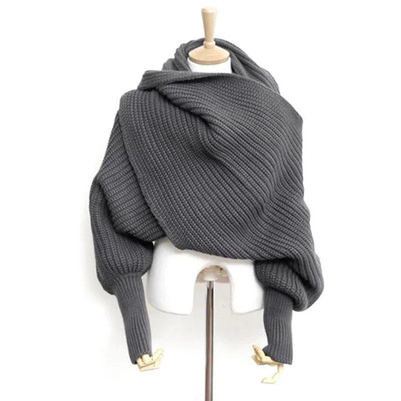 Unisex Solid Color Knitted Long Sleeve Shawl Japanese Korean Sweet Style