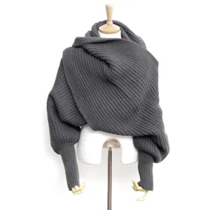 Unisex Solid Color Knitted Long Sleeve Shawl Japanese Korean Sweet Style