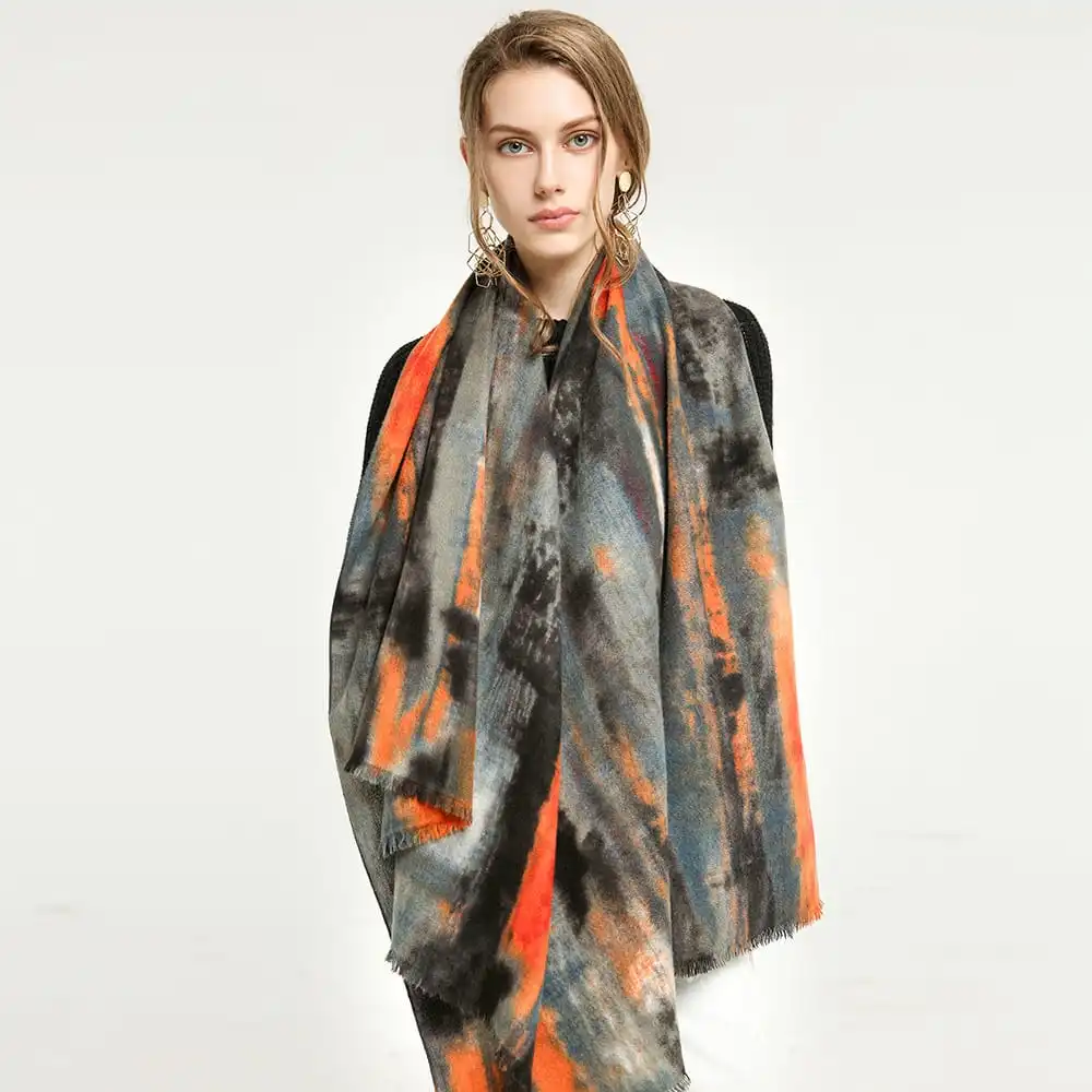 90*180cm Vintage Tassel Design Doodle Pattern Scarf Imitation Cashmere