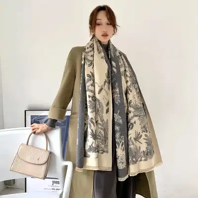 Women's Fashion Floral Pattern Imitation Cashmere Scarf 60 x 190 cm