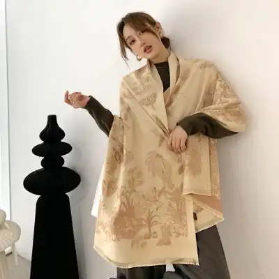 Women's Fashion Floral Pattern Imitation Cashmere Scarf 60 x 190 cm