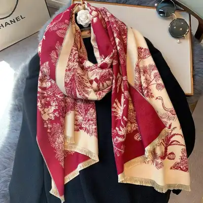 Women's Fashion Floral Pattern Imitation Cashmere Scarf 60 x 190 cm