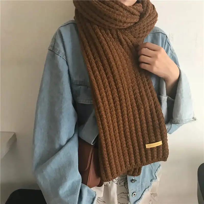Fashion Solid Color Warm Imitation Cashmere Long Scarf
