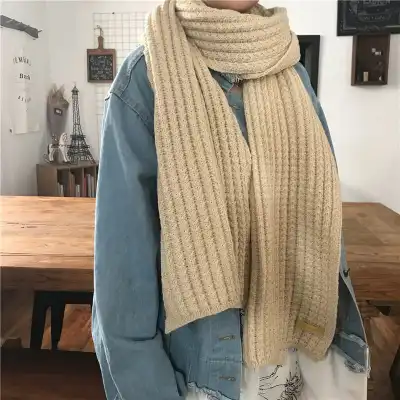 Fashion Solid Color Warm Imitation Cashmere Long Scarf