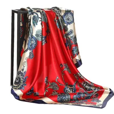 Fashion Flower Pattern Square Scarf 90*90cm