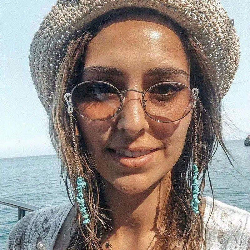 Natural Turquoise Decor Not Easy To Fade Sunglasses Chain 70cm