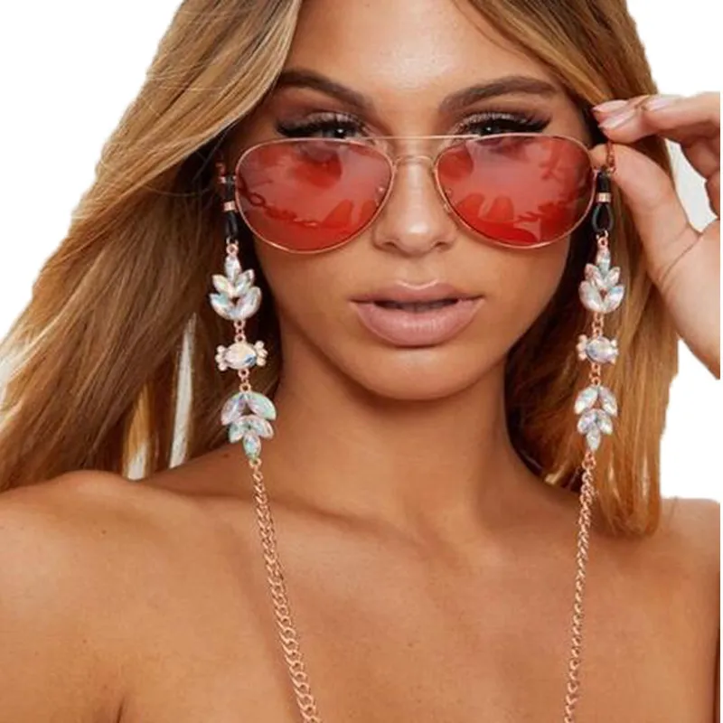 Delicate Rhinestone Decor Metal Eyewear Chain