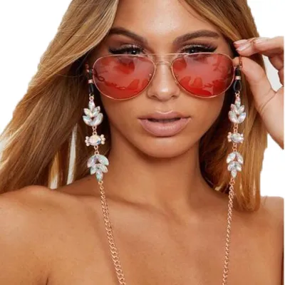 Delicate Rhinestone Decor Metal Eyewear Chain