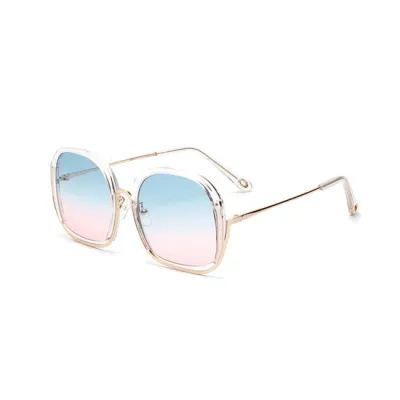 Women Semi-rimless Square Vintage Sunglasses Plastic Metal AC Lens