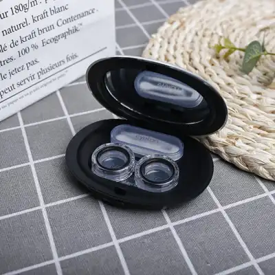 Creative Pressed Powder Shape Solid Color Contact Lens Partner Aedas Glasses Case