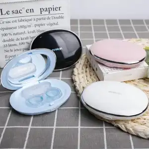 Creative Pressed Powder Shape Solid Color Contact Lens Partner Aedas Glasses Case
