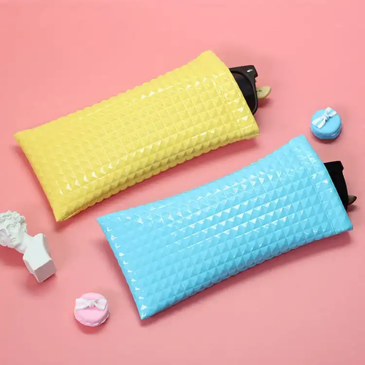 Fashion Solid Color Stretch Leather Eyeglass Bag