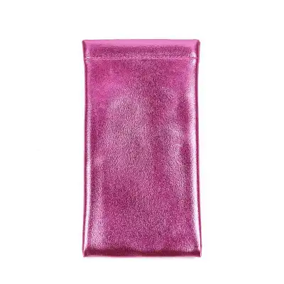 Fashion Solid Color Stretch Leather Eyeglass Bag