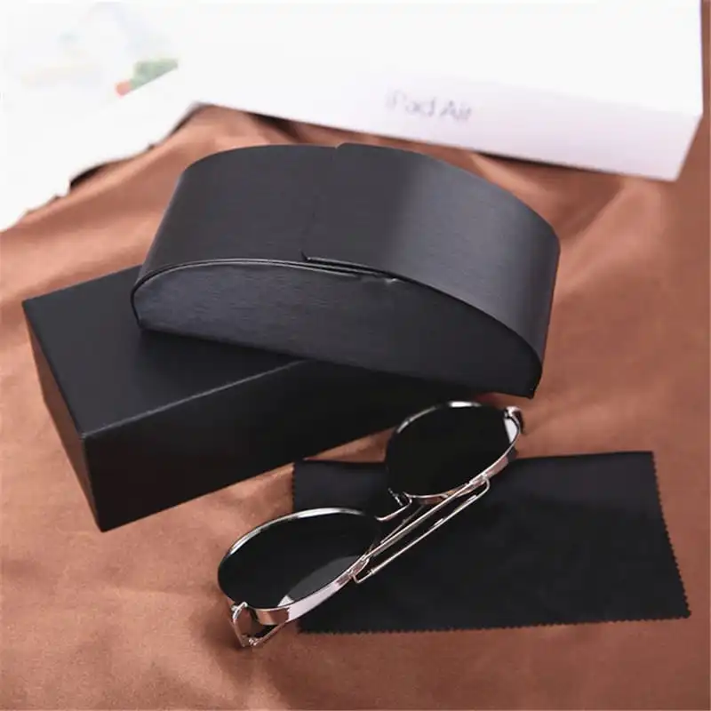 Fashion Curved Metal Glasses Case With Cloth Glasses Bag Set