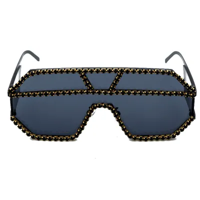 Fashion Oversized Rhinestone Sunglasses Elegant Metal