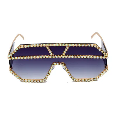 Fashion Oversized Rhinestone Sunglasses Elegant Metal