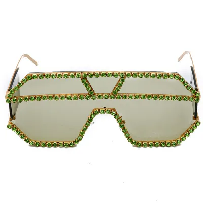 Fashion Oversized Rhinestone Sunglasses Elegant Metal