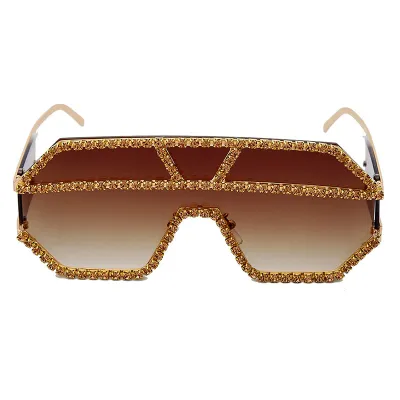 Fashion Oversized Rhinestone Sunglasses Elegant Metal