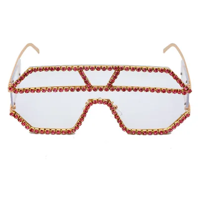 Fashion Oversized Rhinestone Sunglasses Elegant Metal