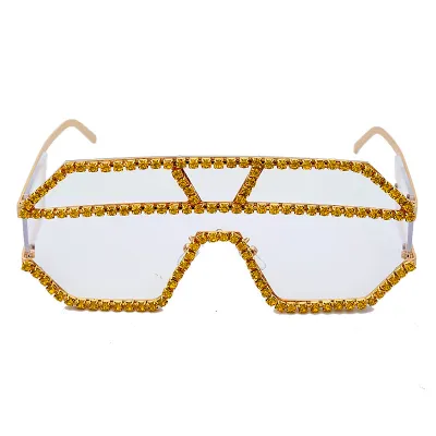 Fashion Oversized Rhinestone Sunglasses Elegant Metal