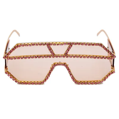 Fashion Oversized Rhinestone Sunglasses Elegant Metal