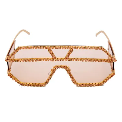 Fashion Oversized Rhinestone Sunglasses Elegant Metal
