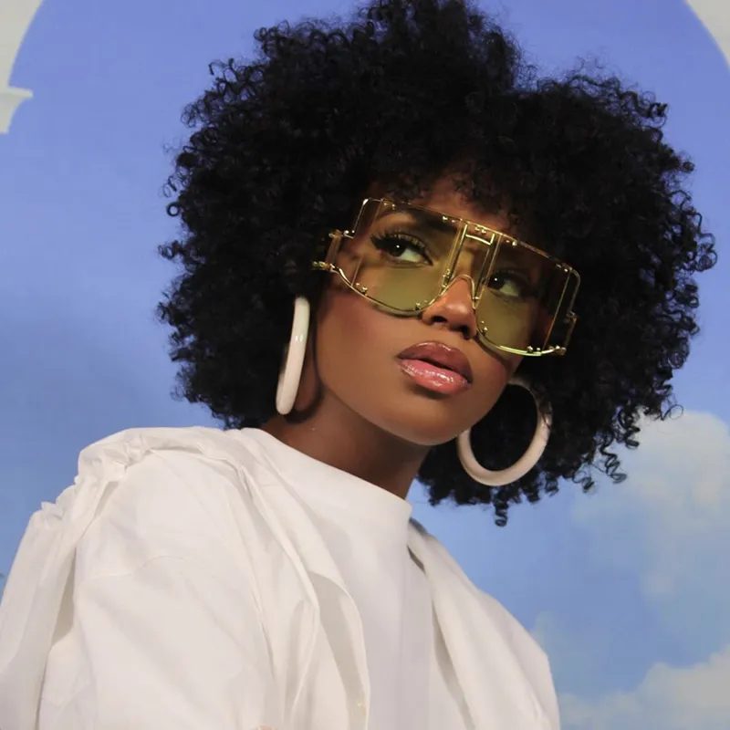 Women Large Metal Frame Square Sunglasses Fashion