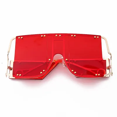 Women Large Metal Frame Square Sunglasses Fashion