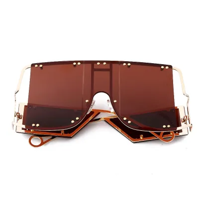 Women Large Metal Frame Square Sunglasses Fashion