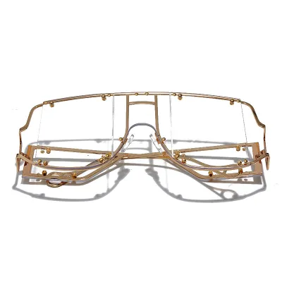 Women Large Metal Frame Square Sunglasses Fashion