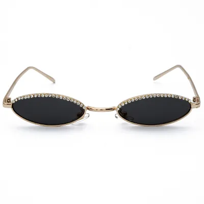 Retro Crystal Cat Eye Sunglasses Vintage Metal Frame UV Protection