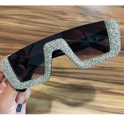 Retro Rhinestone Decor Square Frame Sunglasses