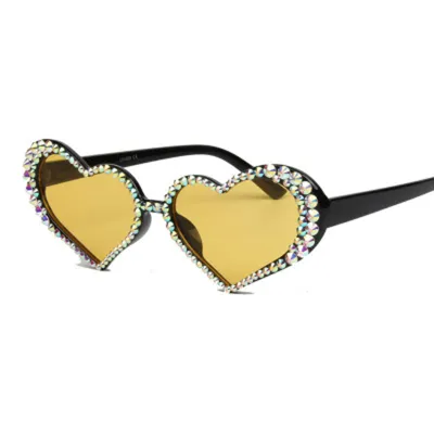 Heart Shape Full Rhinestone Frame Vintage Sunglasses for Women